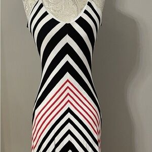 Bebe Black and White Dress with Red Accents